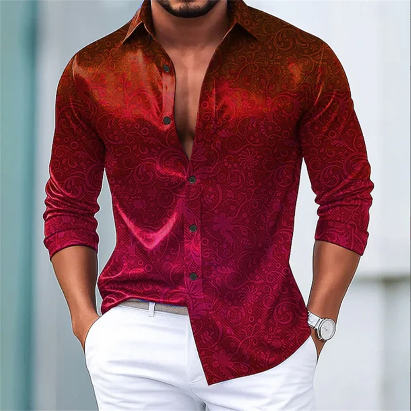 Men's Shirt Long Sleeve Silk 3D print Shirt