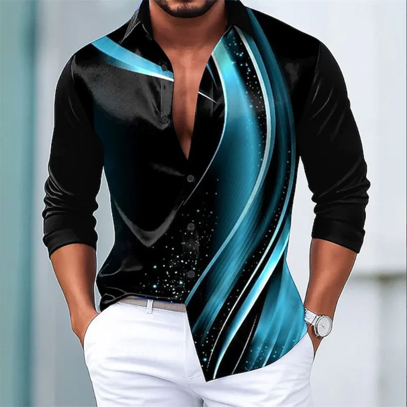 Men's Shirt Long Sleeve Silk 3D print Shirt