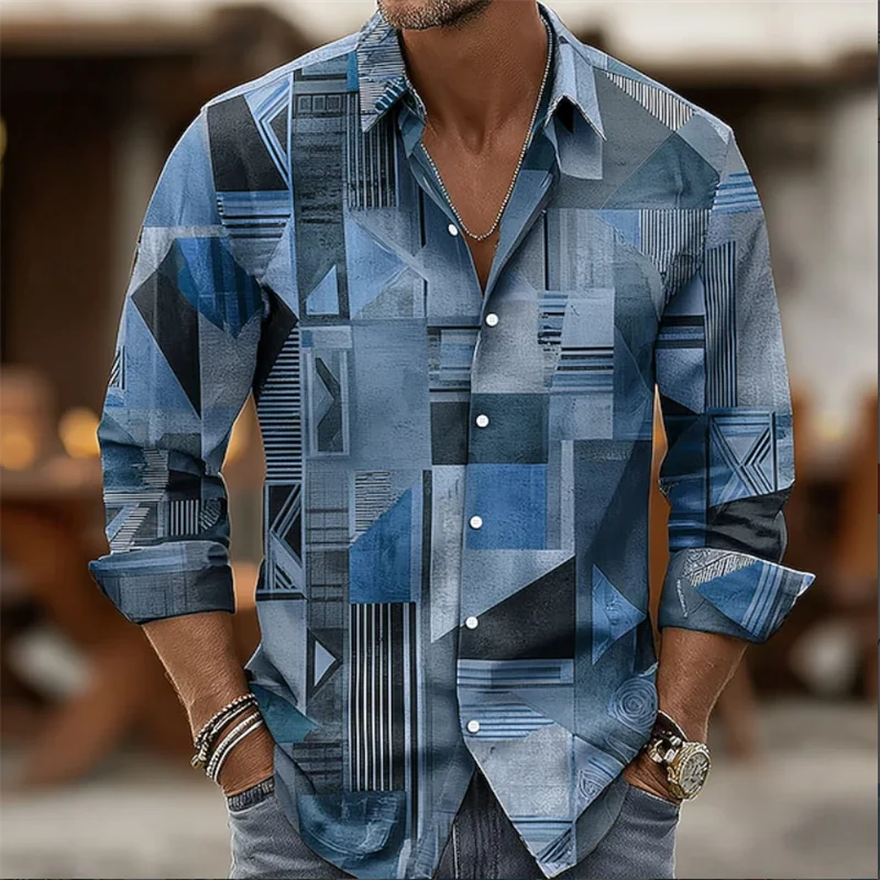 Men's Shirt Long Sleeve Silk 3D print Shirt