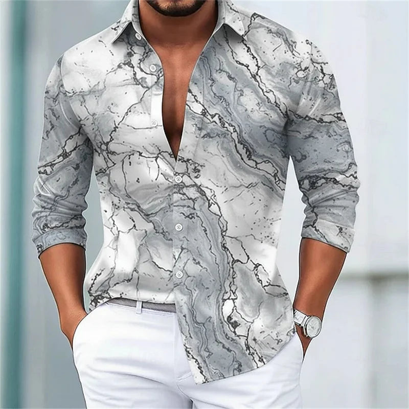 3D Flower Print Men's Shirt