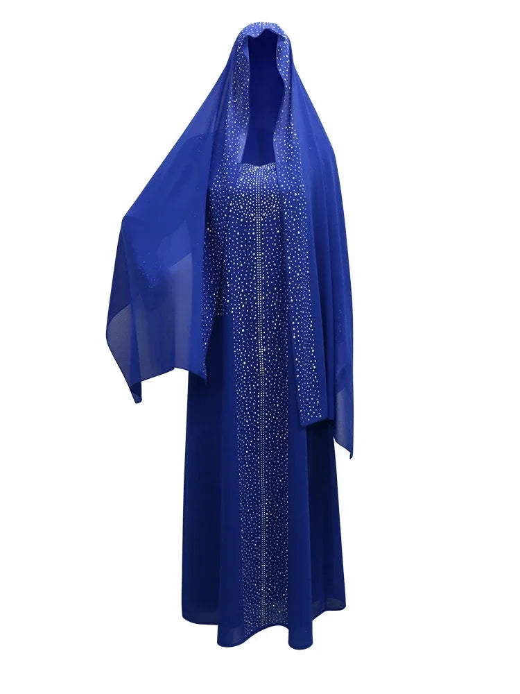 Diamond Hijab Party Dress - 2 Piece Abaya Set