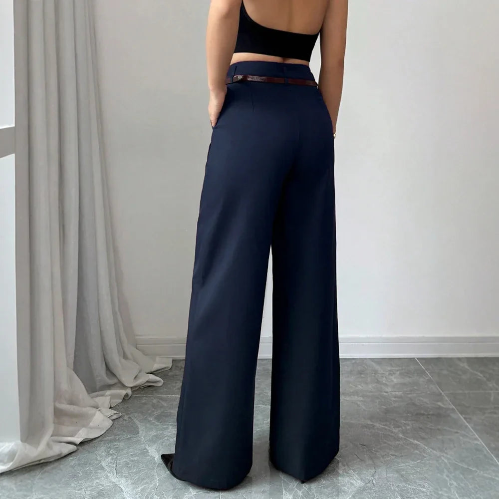 Pants Summer Korean Comfortable Plain Full Length Wide Leg Vacation Pants For Women
