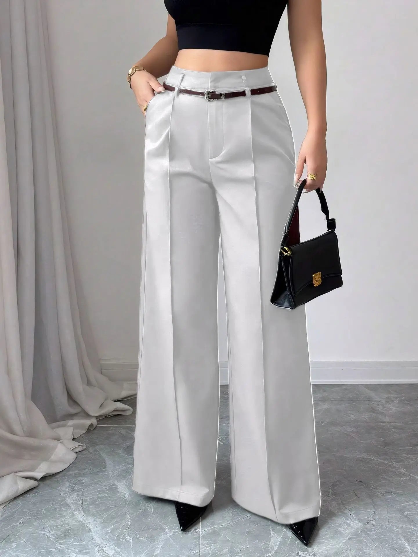 Pants Summer Korean Comfortable Plain Full Length Wide Leg Vacation Pants For Women