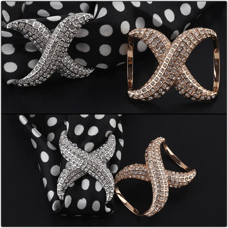Rhinestone Scarf Buckle - Crystal Ring Clip
