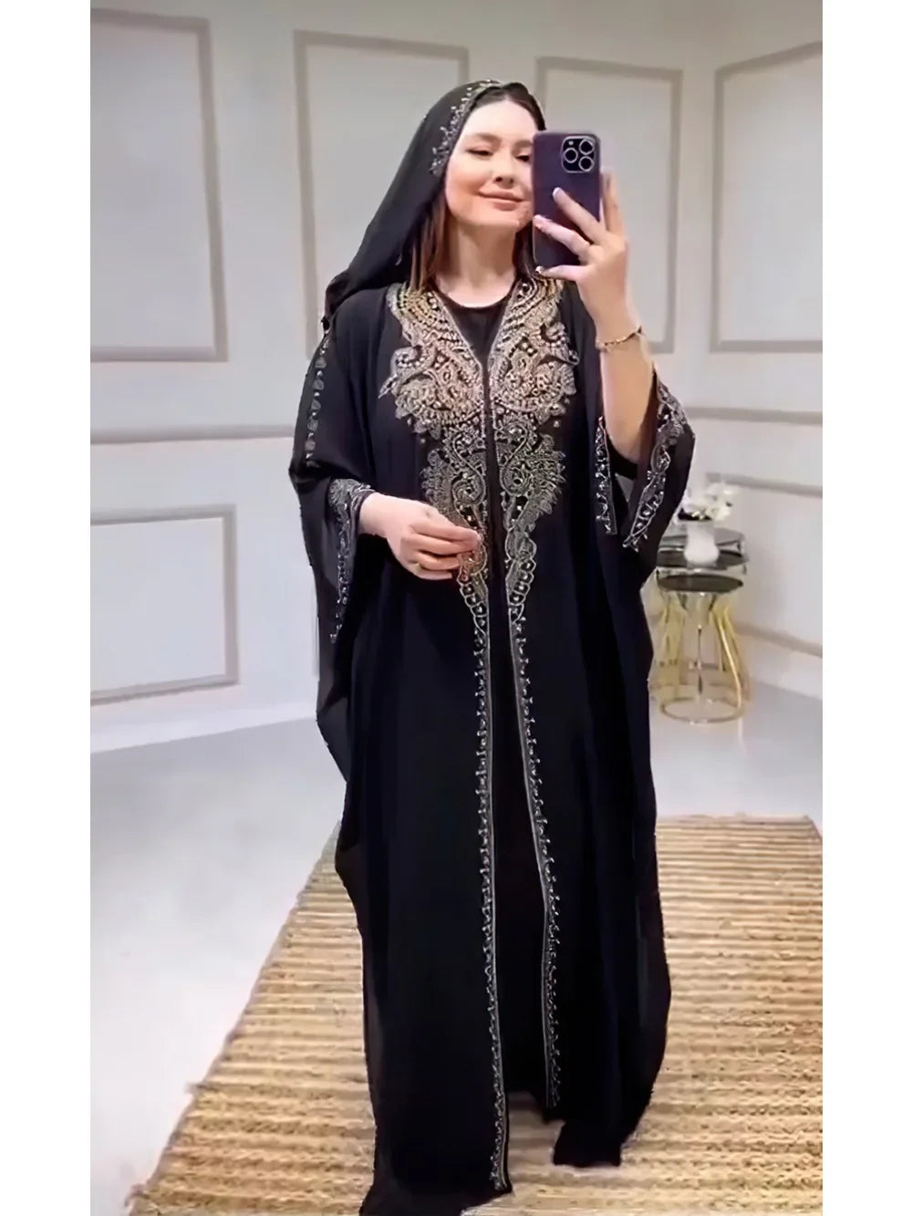 Diamond Hooded Abaya - 2 Piece Morocco Set