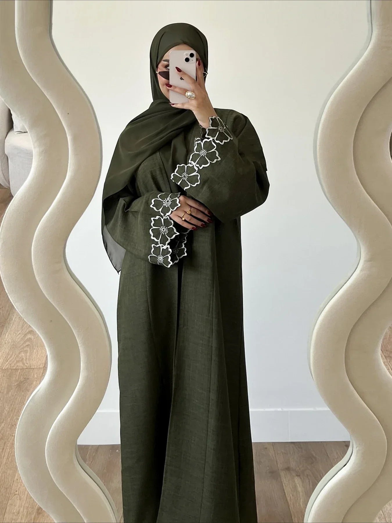 Embroidered Abaya - 2 Piece Modest Dress Set