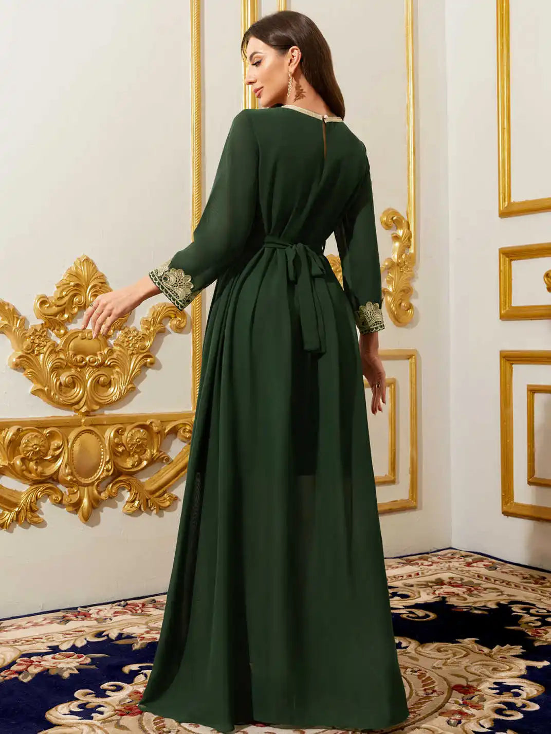 Embroidered Abaya - V-Neck Robe