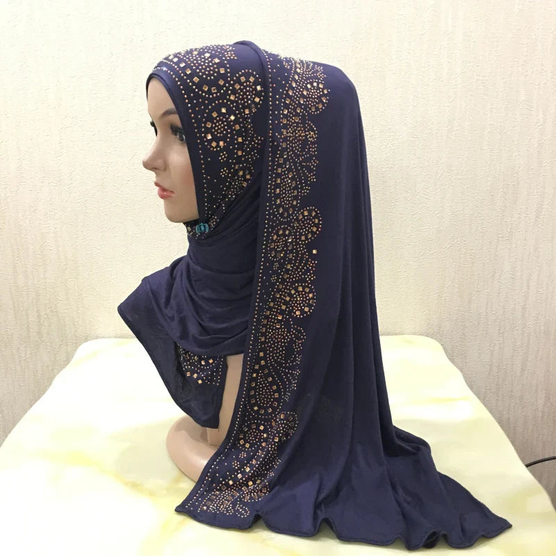 Premium Jersey Hijab - Stone Embellished Scarf