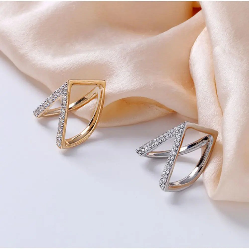 V-Shape Scarf Clip - Rhinestone Brooch