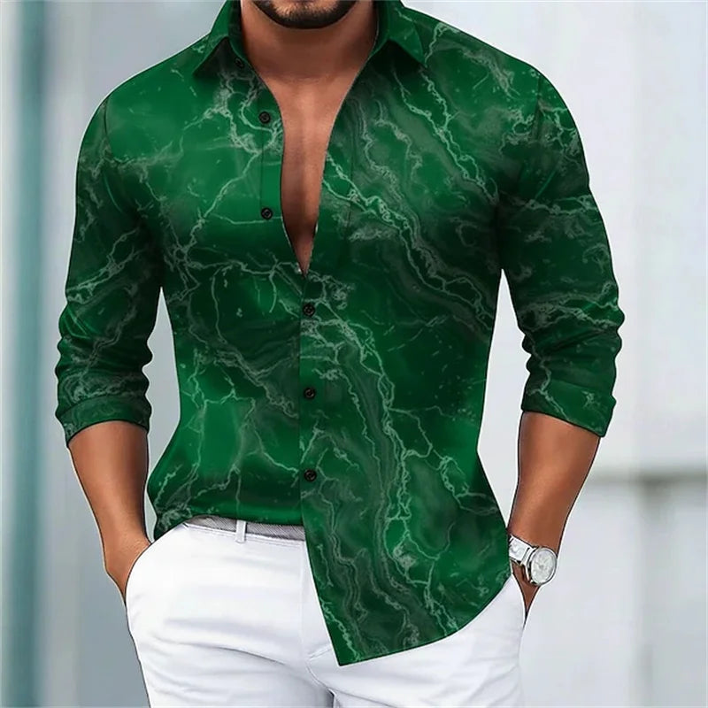 3D Flower Print Men's Shirt