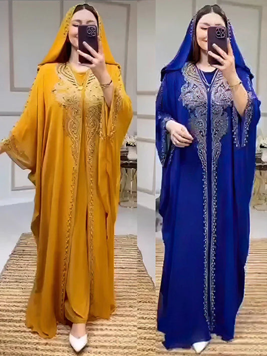 Diamond Hooded Abaya - 2 Piece Morocco Set