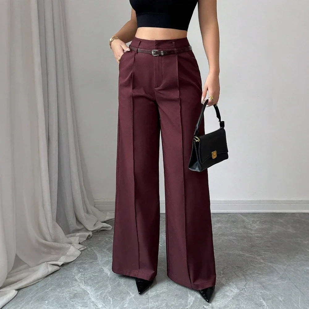 Pants Summer Korean Comfortable Plain Full Length Wide Leg Vacation Pants For Women
