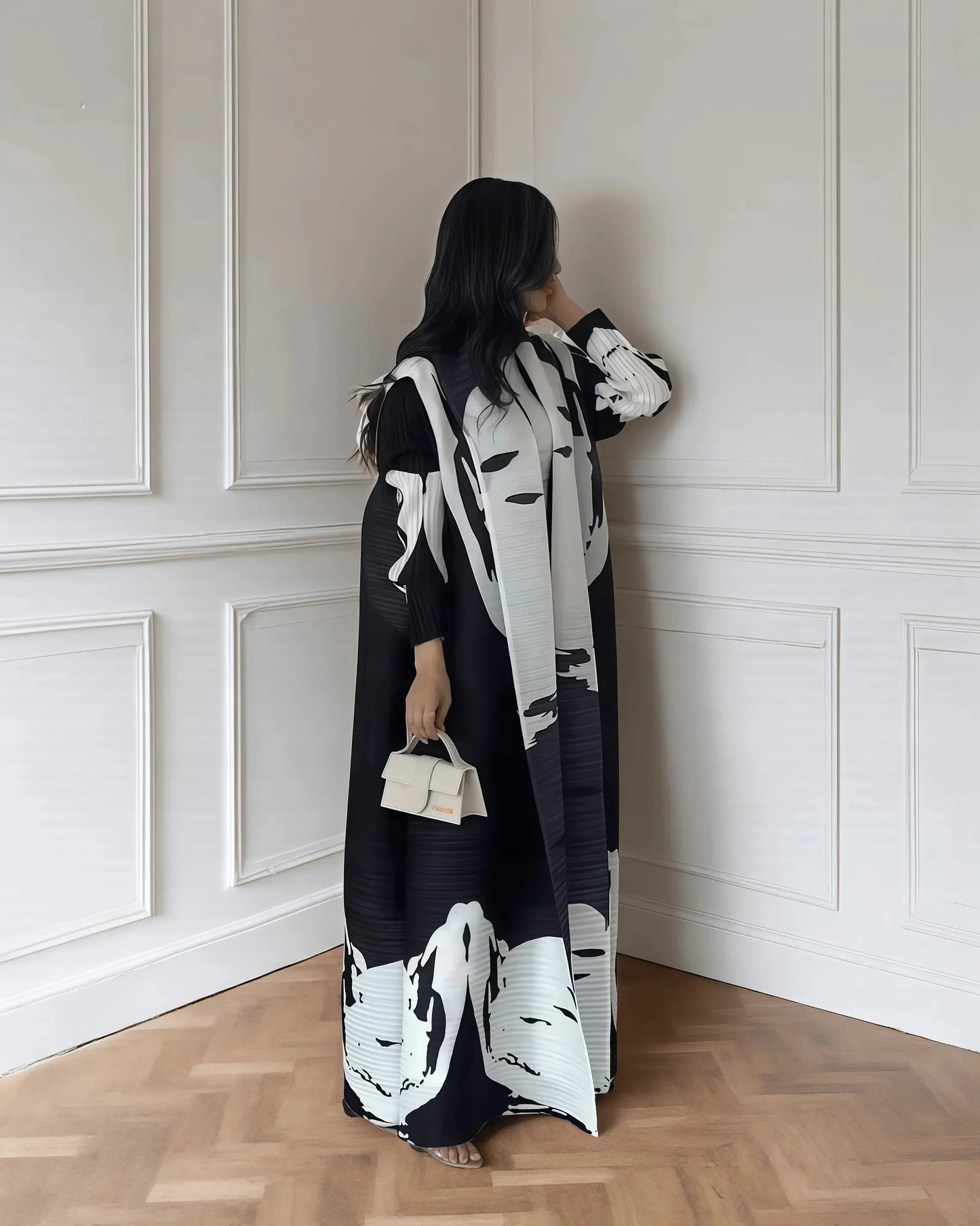 Vintage Print Abaya - Flowy Kimono Cardigan