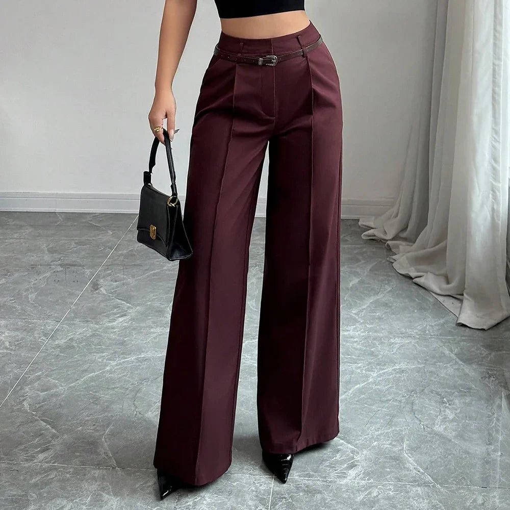 Pants Summer Korean Comfortable Plain Full Length Wide Leg Vacation Pants For Women