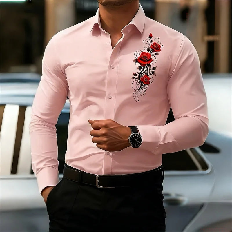 Vintage Rose Print Shirt - Long Sleeve