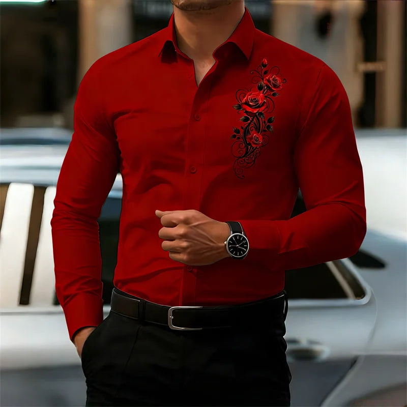Vintage Rose Print Shirt - Long Sleeve