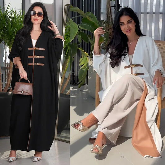 Leather Buckle Kimono Abaya - Ramadan Robe