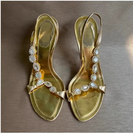 Rhinestone High Heel Sandals - Designer Crystal Fairy Shoes