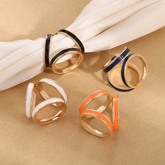 Enamel Scarf Buckle - Gold Plated Ring