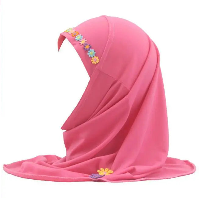 Kids Girls Hijab - Flower Pattern Scarf