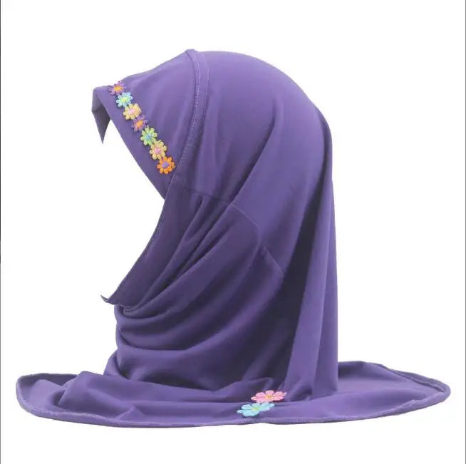 Kids Girls Hijab - Flower Pattern Scarf