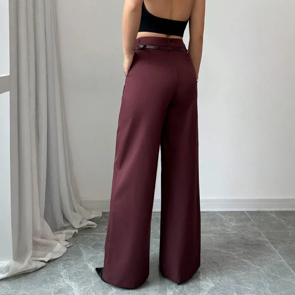 Pants Summer Korean Comfortable Plain Full Length Wide Leg Vacation Pants For Women