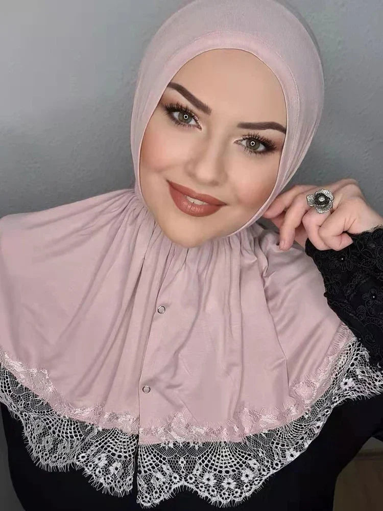 Lace Modal Hijab - Instant Turban Abaya