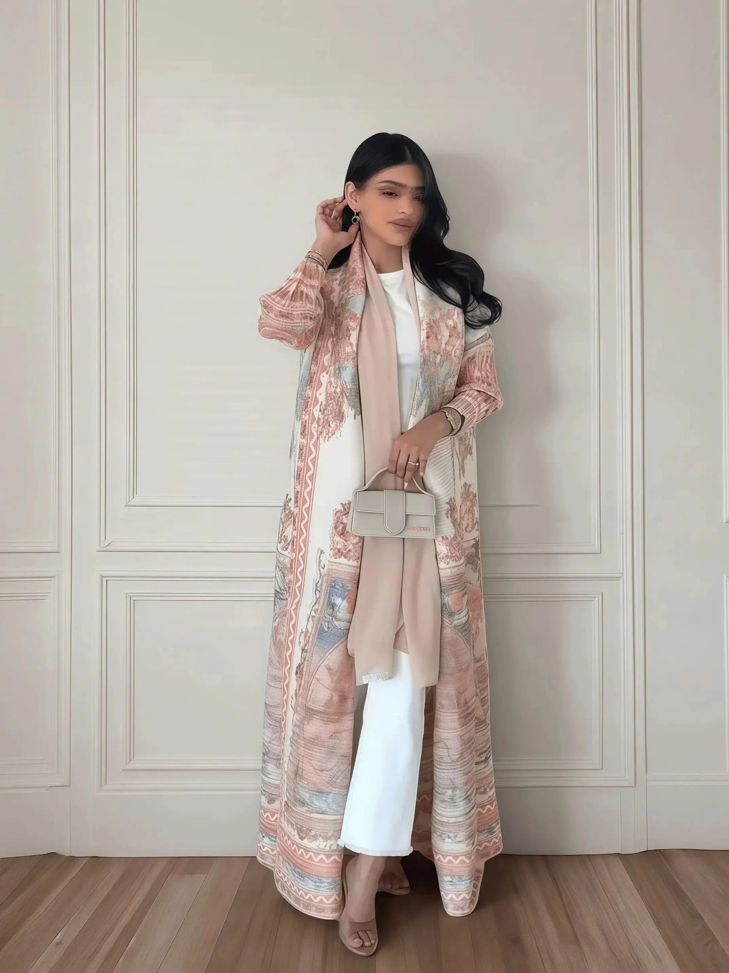 Vintage Print Abaya - Flowy Kimono Cardigan