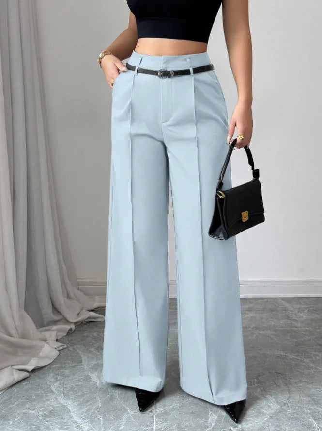 Pants Summer Korean Comfortable Plain Full Length Wide Leg Vacation Pants For Women