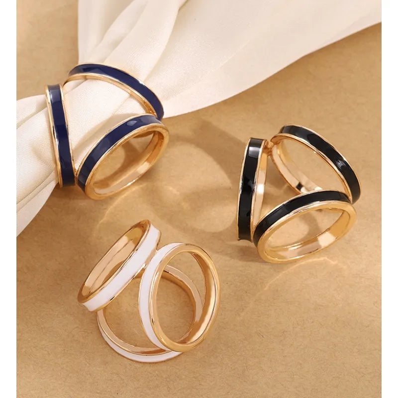Enamel Scarf Buckle - Gold Plated Ring