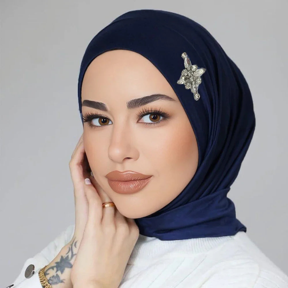 Crystal Flower Instant Hijab - Jersey Scarf