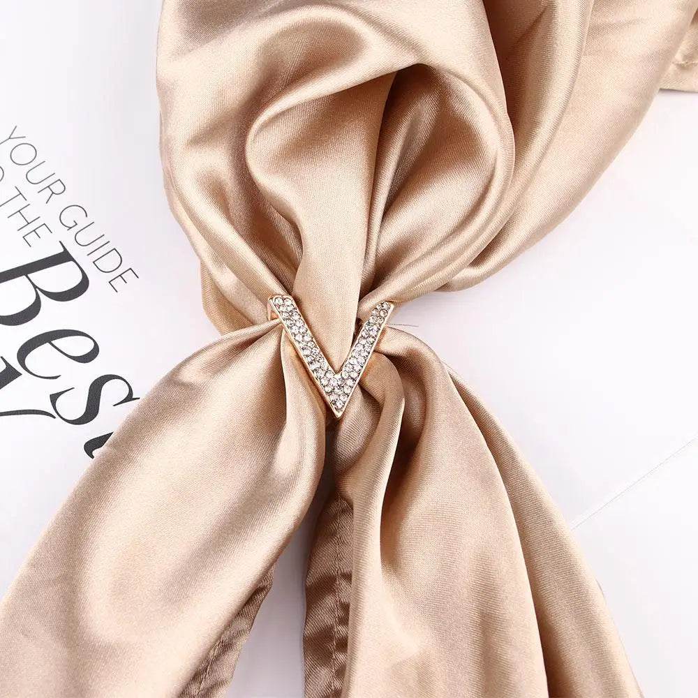 V-Shape Scarf Clip - Rhinestone Brooch