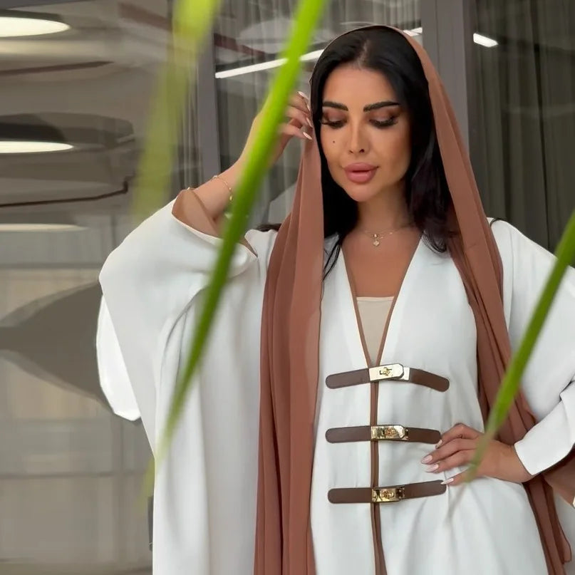 Leather Buckle Kimono Abaya - Ramadan Robe