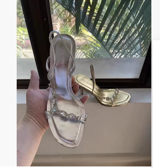 Rhinestone High Heel Sandals - Designer Crystal Fairy Shoes
