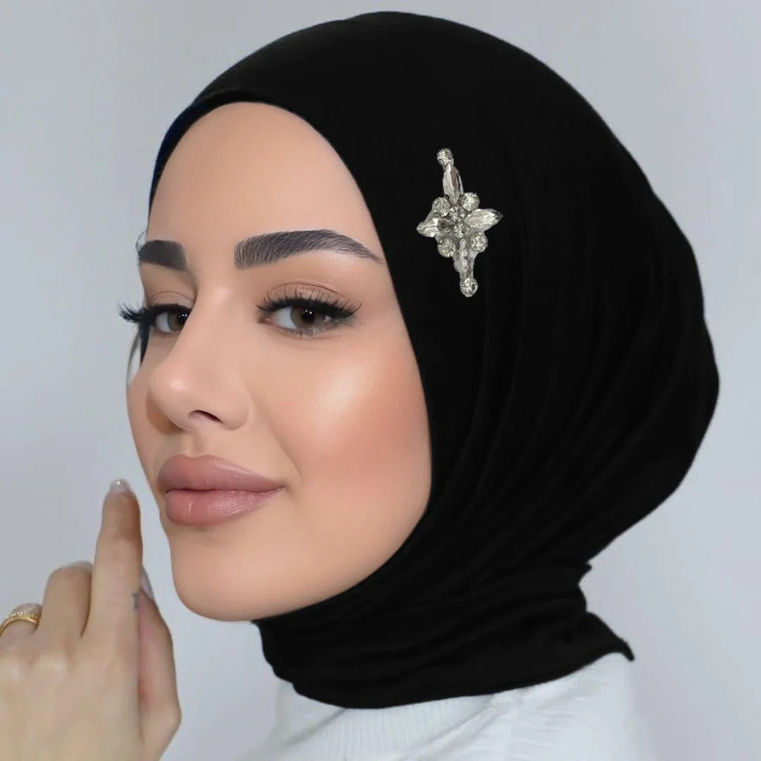 Crystal Flower Instant Hijab - Jersey Scarf