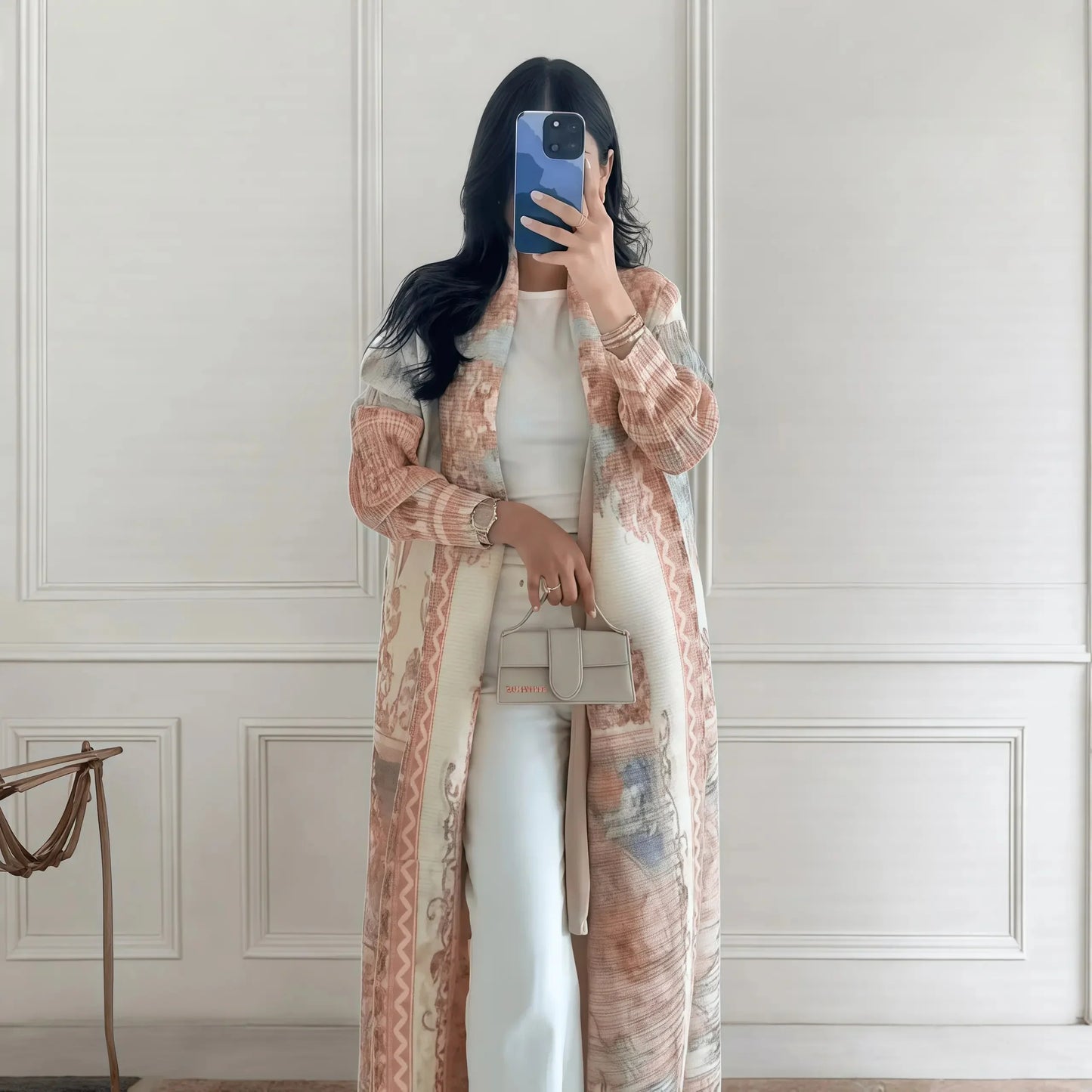 Vintage Print Abaya - Flowy Kimono Cardigan
