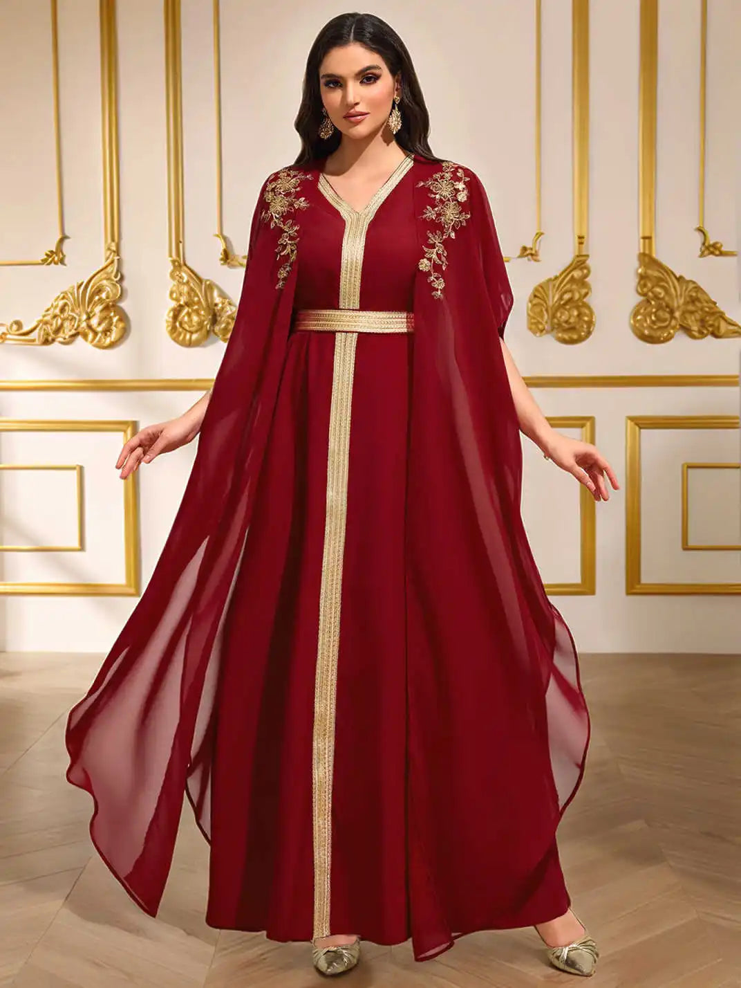 Embroidered Abaya Dress - Modest Maxi Kaftan