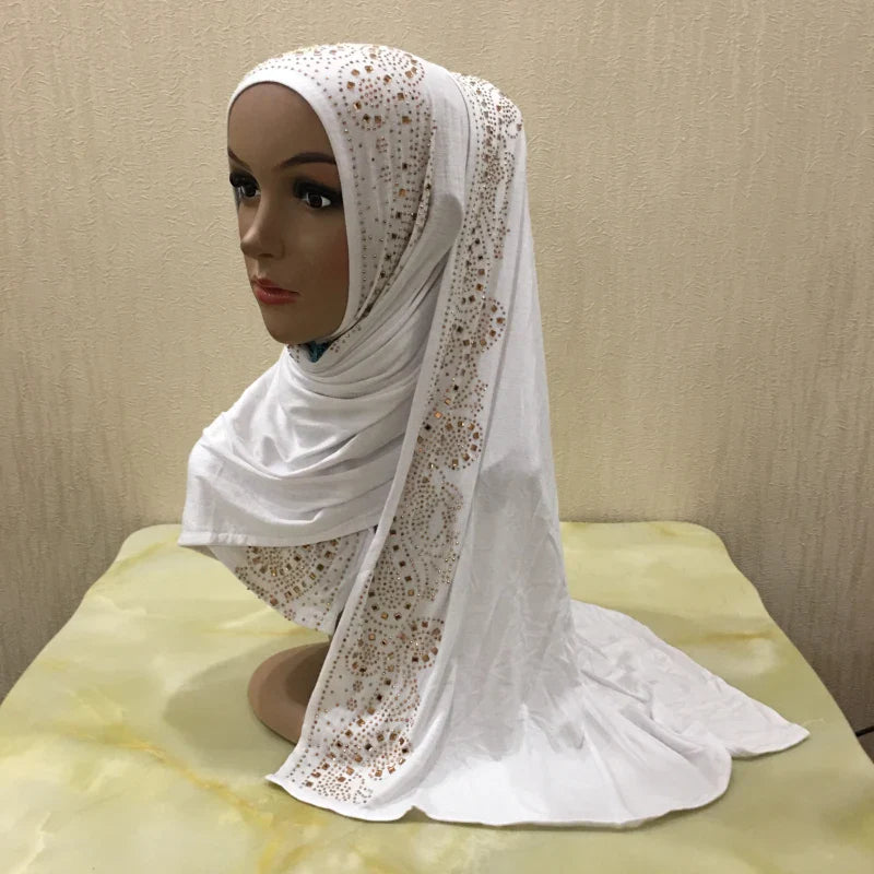 Premium Jersey Hijab - Stone Embellished Scarf