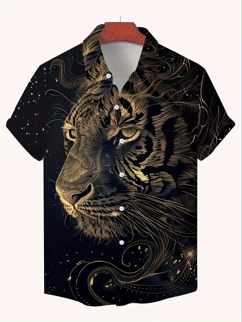 Men's Tiger Print Casual Shirt | Short Sleeve