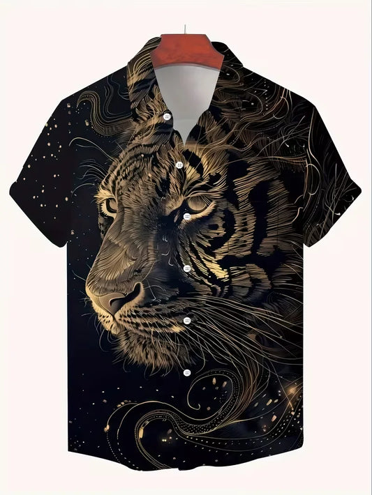 Men's Tiger Print Casual Shirt | Short Sleeve