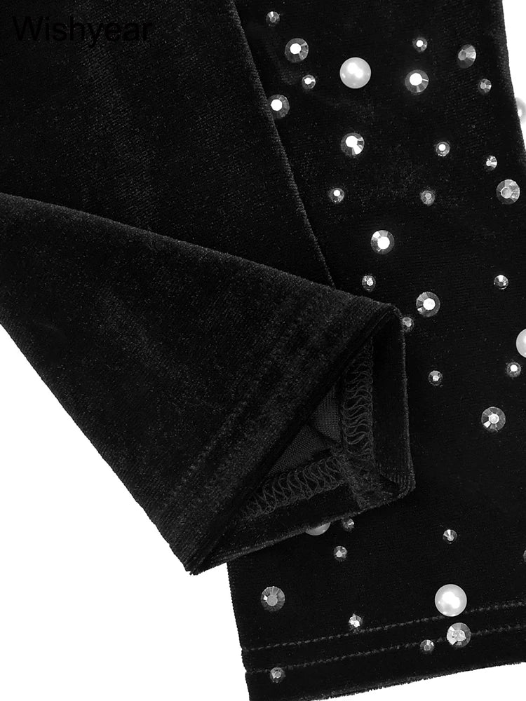 Luxury Diamond Embellished Mermaid Gown - Long Sleeve Evening Dress