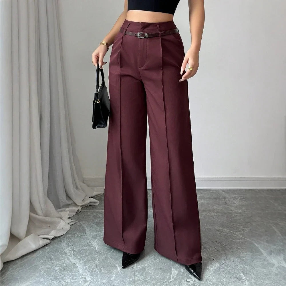 Pants Summer Korean Comfortable Plain Full Length Wide Leg Vacation Pants For Women