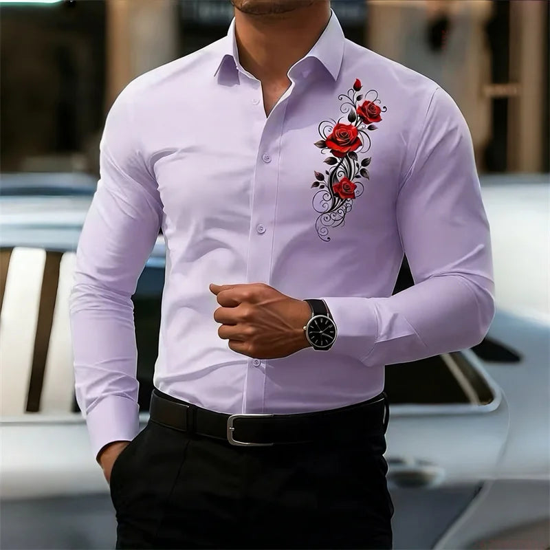 Vintage Rose Print Shirt - Long Sleeve