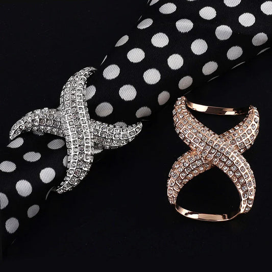 Rhinestone Scarf Buckle - Crystal Ring Clip