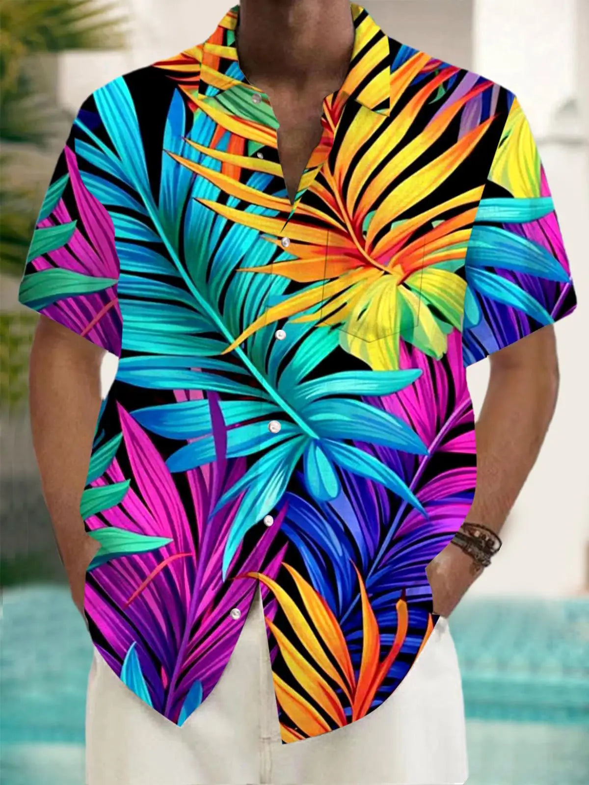 Men's Hawaii Beach Print Shirt | Short Sleeve