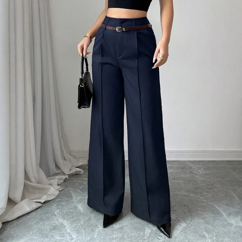 Pants Summer Korean Comfortable Plain Full Length Wide Leg Vacation Pants For Women