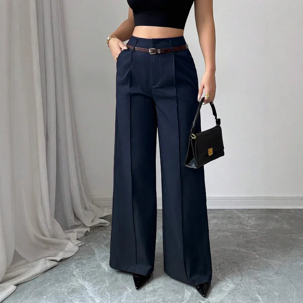 Pants Summer Korean Comfortable Plain Full Length Wide Leg Vacation Pants For Women