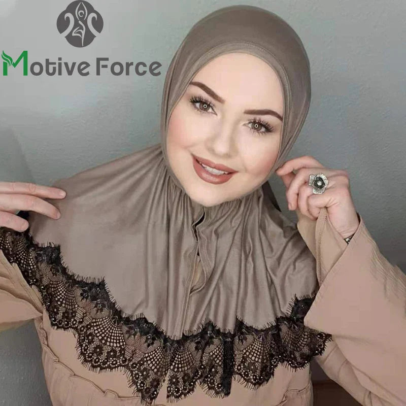Lace Modal Hijab - Instant Turban Abaya