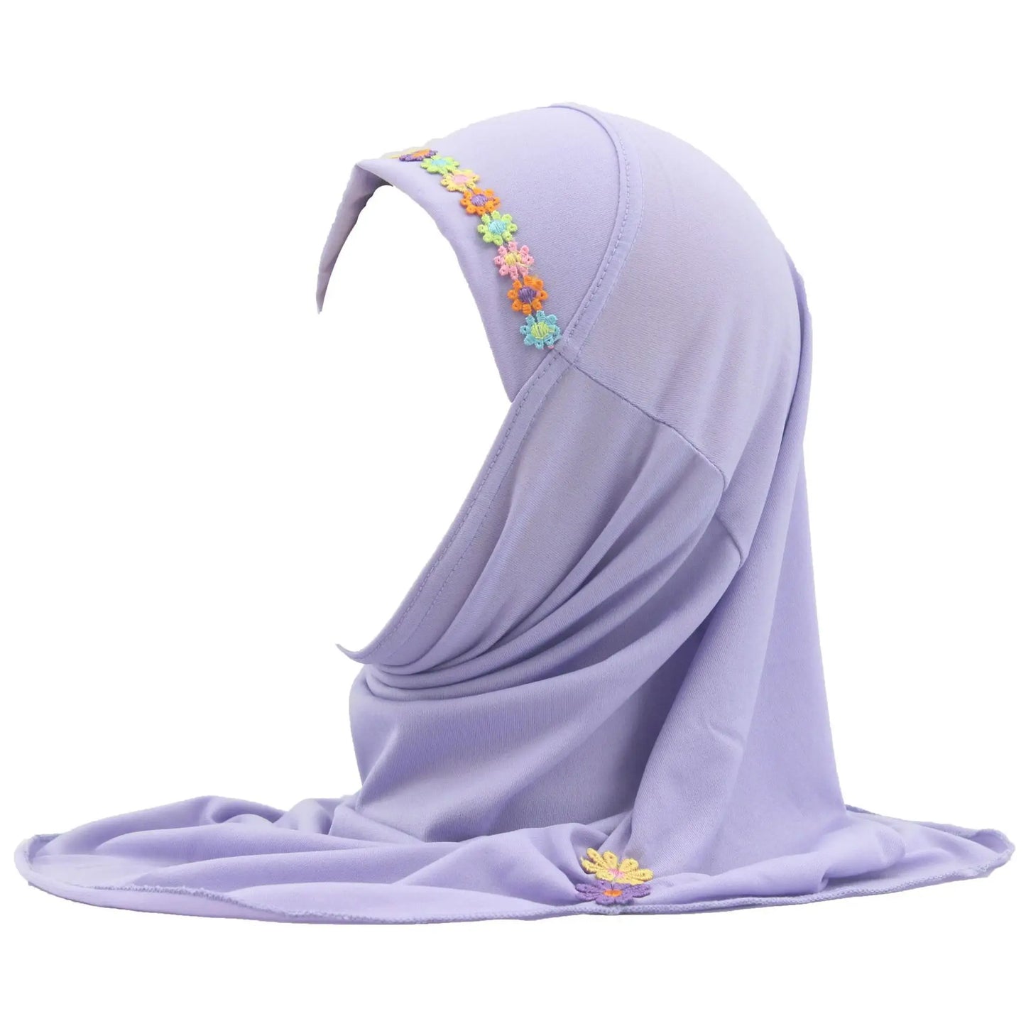 Kids Girls Hijab - Flower Pattern Scarf
