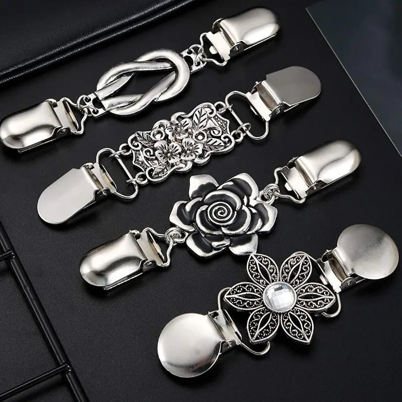 Retro Cardigan Pin - Metal Shawl Clip